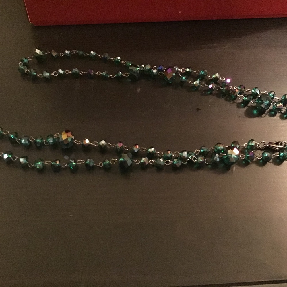 Black and jewel tone beads necklace